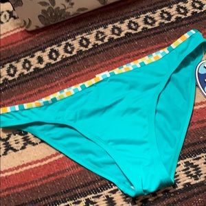 NWT Aqua blue green edge bikini low swim pant Jr L